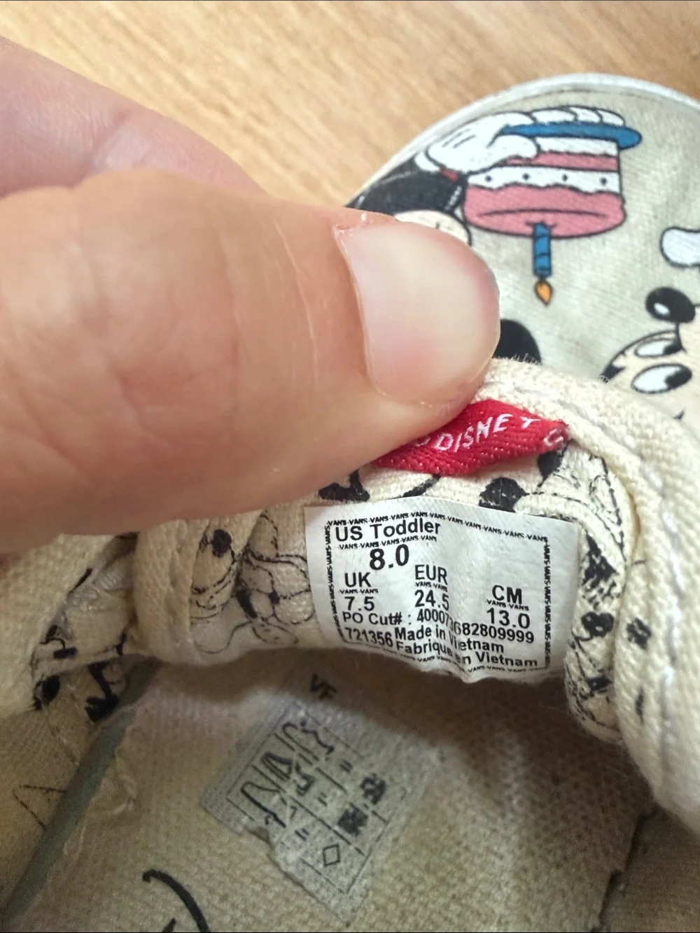 Vans Kids Mickey Mouse Cream Canvas Lace-Up Sneakers